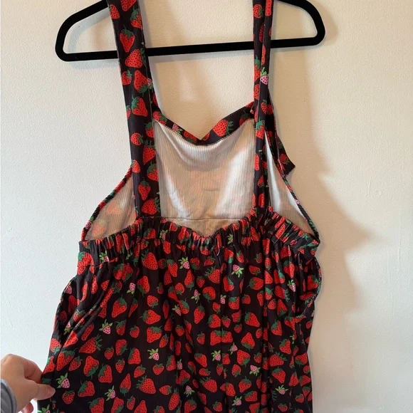 Cider Black and Red Strawberry Print One Piece - Picture 2 of 3